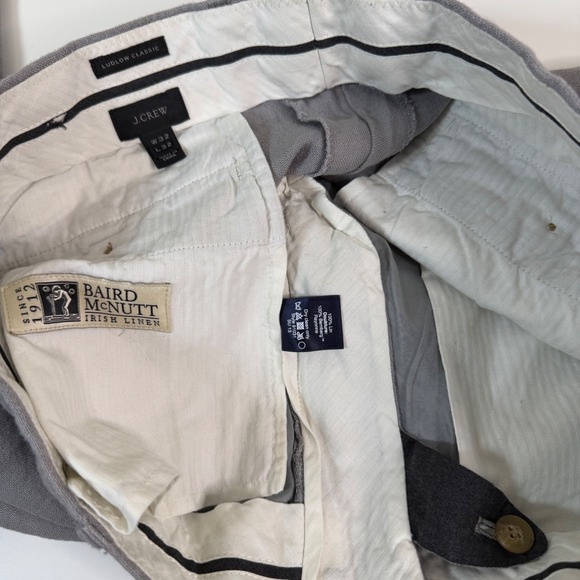 J.Crew Ludlow Classic Baird McNutt Irish Linen Pants Grey Mens 32x32 Dress Work - Picture 4 of 9